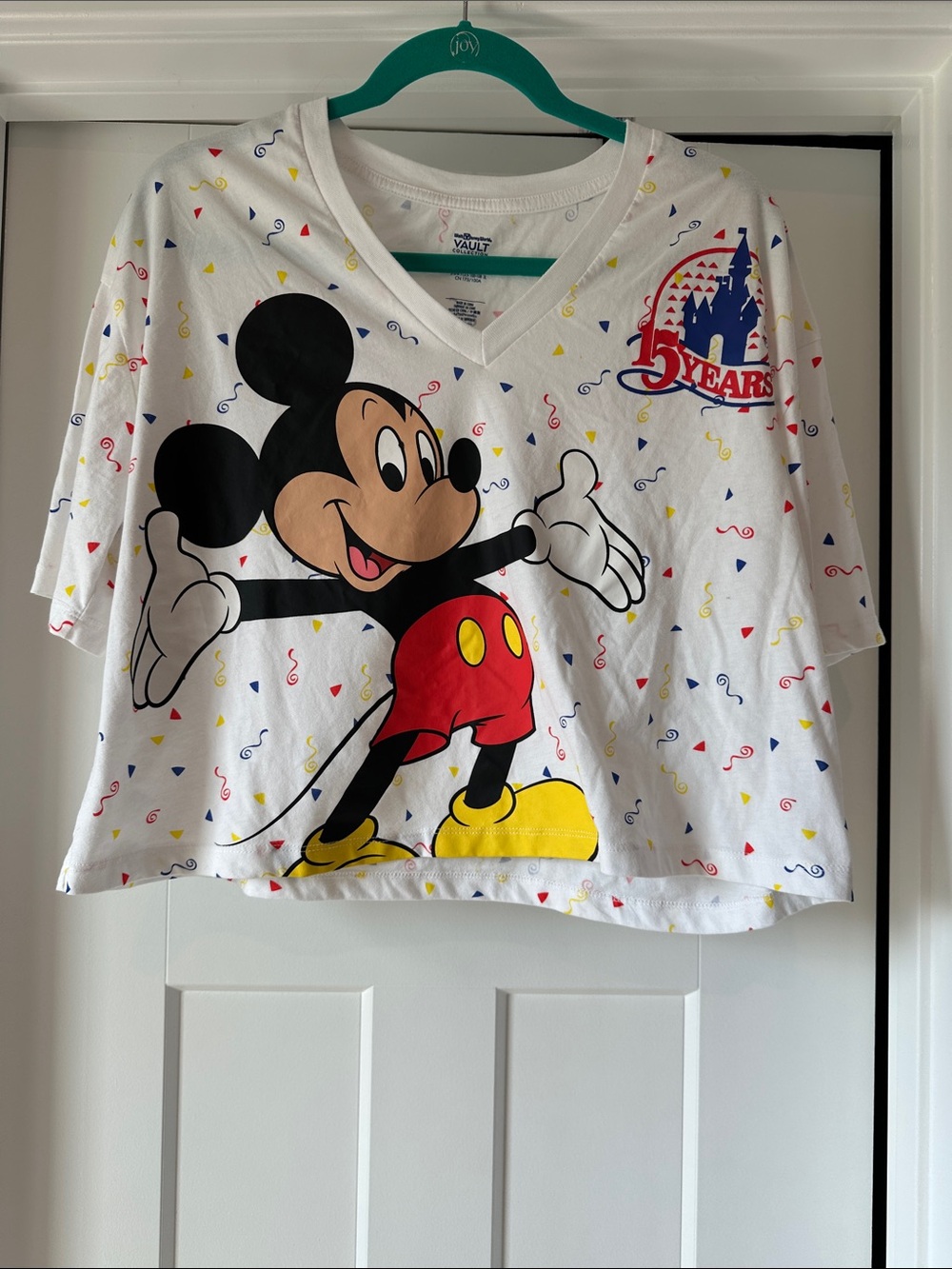 Disney Mickey Mouse The Vault Collection Cropped Tee - White, Red, Yellow, Black